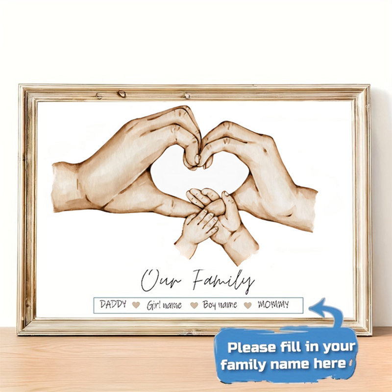 Home Decor Theme - ภาพพิมพ์บนผ้าแคนวาสลายมือครอบครัวแบบกำหนดเอง ภาพศิลปะมินิมอลสไตล์นอร์ดิกสำหรับตกแต่งบ้านในโอกาสครบรอบ