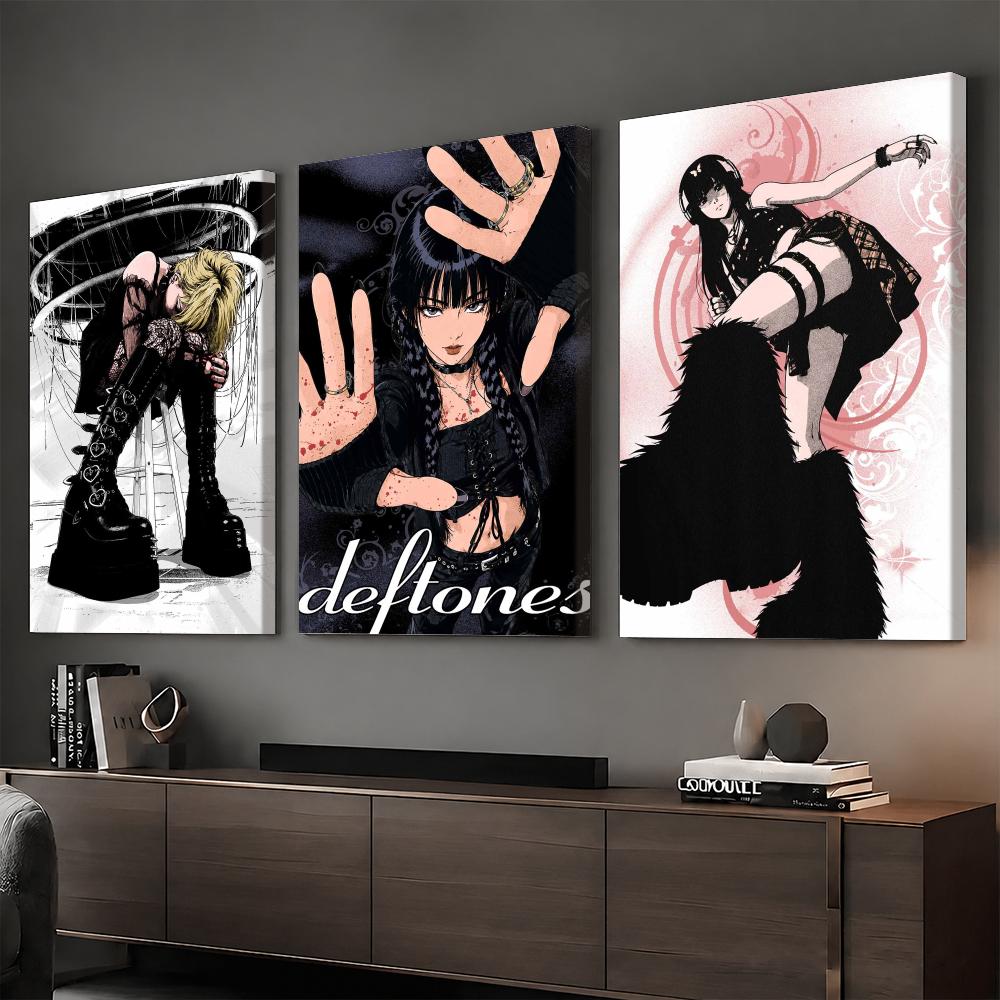 Home Decor Y2K - ภาพวาดติดผนังแบบมีกรอบสไตล์ Y2K กอธิค อนิเมะ ร็อกเกิร์ล พิมพ์บนผ้าแคนวาสความละเอียดสูง
