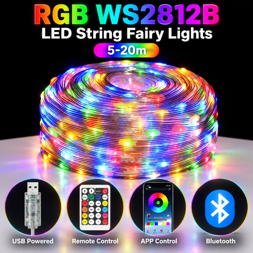 Home Decor Free App - ไฟประดับ LED แบบสาย 5-20 เมตร WS2812B