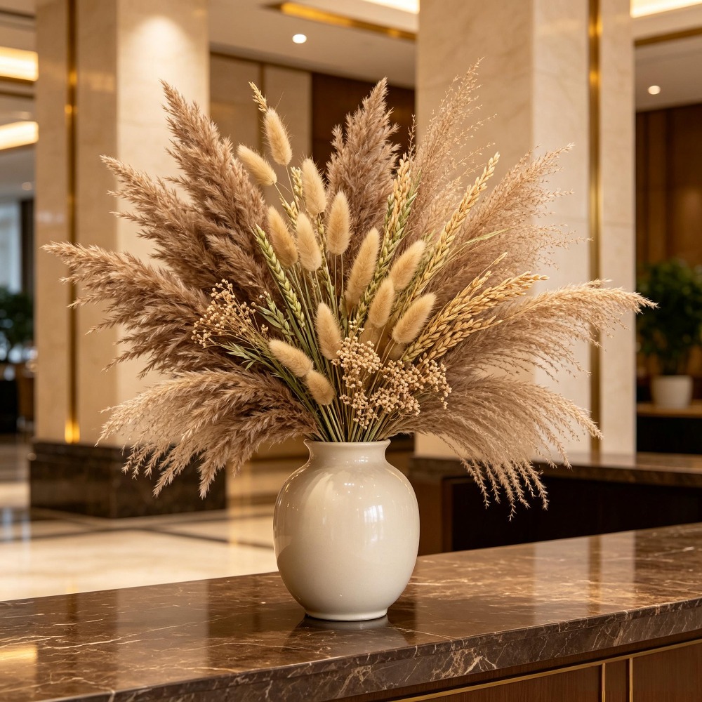 Pampas Grass Decor - 1 ช่อ ดอกไม้แห้งหลากชนิด พร้อมหญ้าปัมปัส หางกระต่าย ข้าวสาลีสีน้ำตาลธรรมชาติ