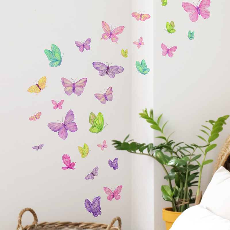 Home Decor Indonesia - สติ๊กเกอร์ติดผนังรูปผีเสื้อสุดโรแมนติก ของตกแต่งผนังบ้านแบบสร้างสรรค์ ติดตั้งง่ายด้วยกาวในตัว ตกแต่งห้องเด็ก ตกแต่งผนังห้องนอน