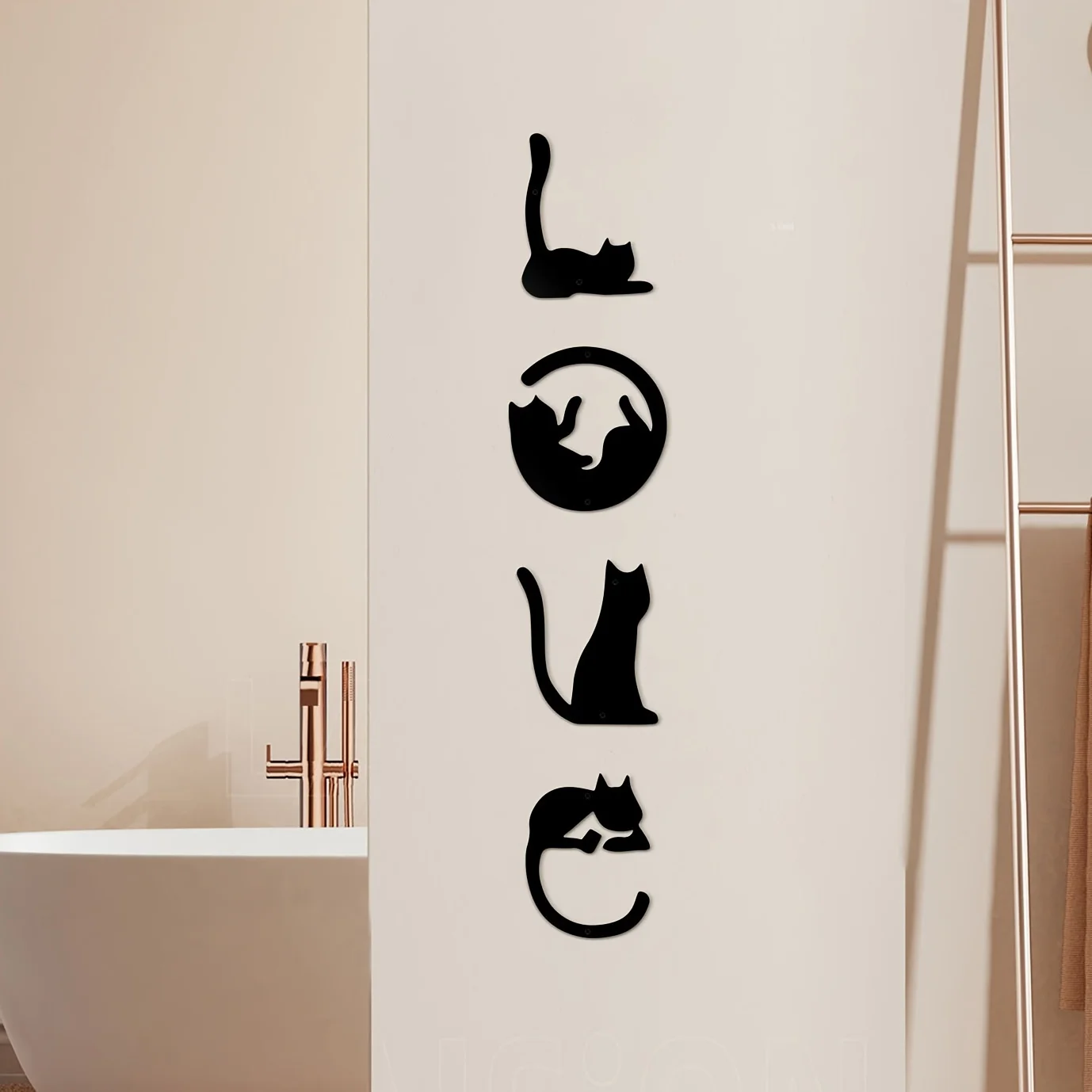 Home Decor Y2K - Helloyoung ตกแต่งผนังโลหะแมวน่ารัก4ชิ้น/เซ็ตแอบสแตรกต์ตกแต่งห้องศิลปะบนผนังบ้านสติกเกอร์ตกแต่งผนังสไตล์โกธิคสำหรับวันวาเลนไทน์