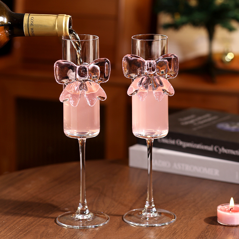 แก้วแชมเปญทรงโบว์ แก้วไวน์คริส - Home Decor Y2K บทวิจารณ์และราคา