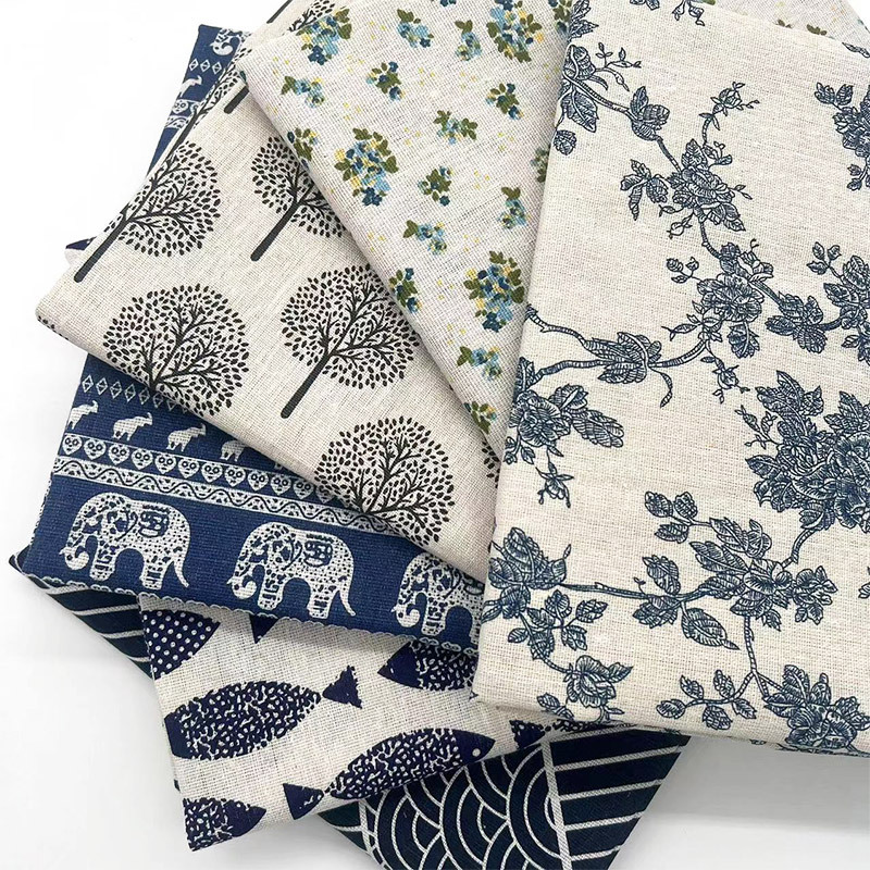 ผ้าฝ้ายลินินลายดอกไม้สีฟ้าสไตล - Linen Table Runner บทวิจารณ์และราคา