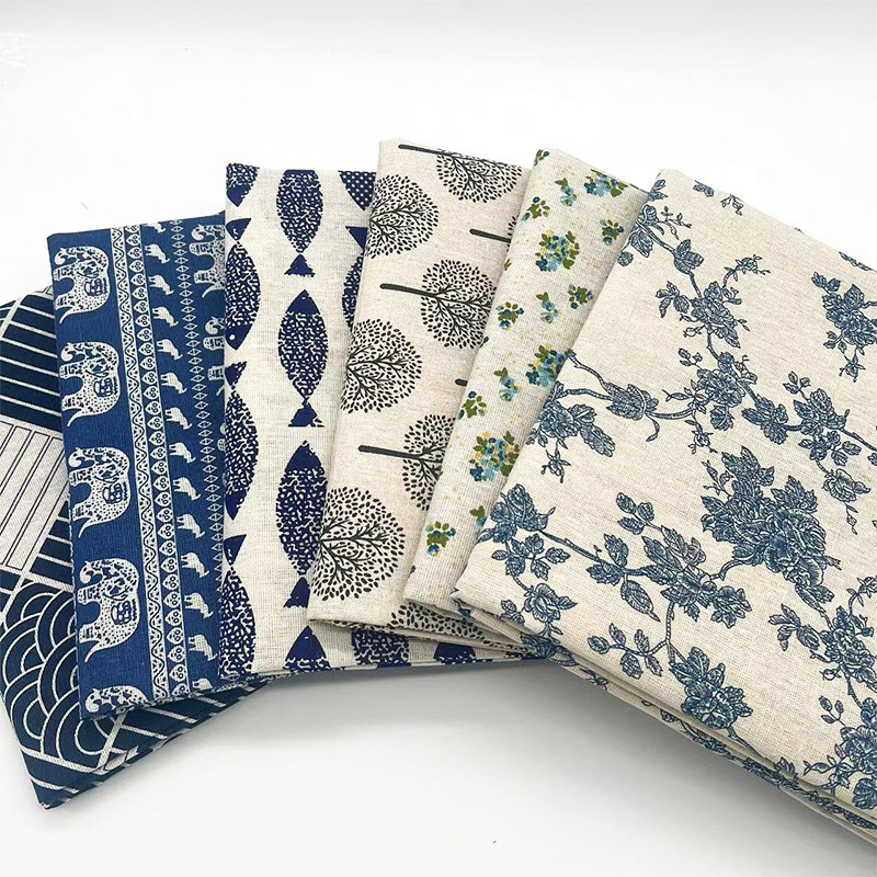 ผ้าฝ้ายลินินลายดอกไม้สีฟ้าสไตล - Linen Table Runner บทวิจารณ์และราคา
