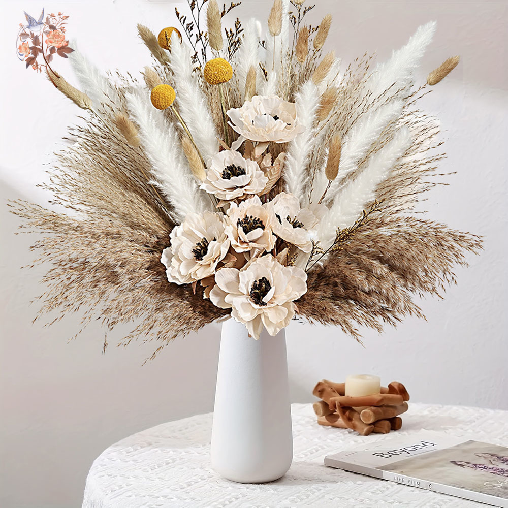 55 ชิ้นประดิษฐ์ดอกไม้ช่อดอกไม้ - Pampas Grass Decor บทวิจารณ์และราคา