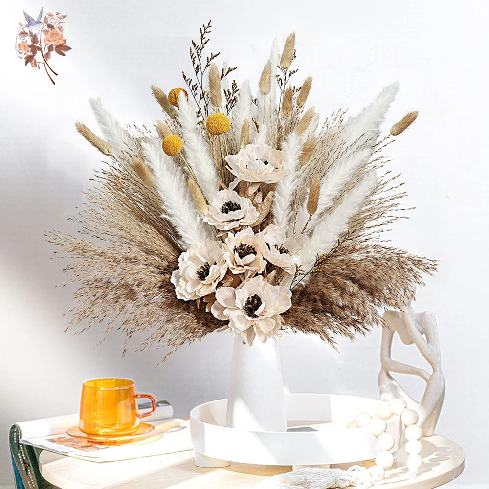 55 ชิ้นประดิษฐ์ดอกไม้ช่อดอกไม้ - Pampas Grass Decor บทวิจารณ์และราคา