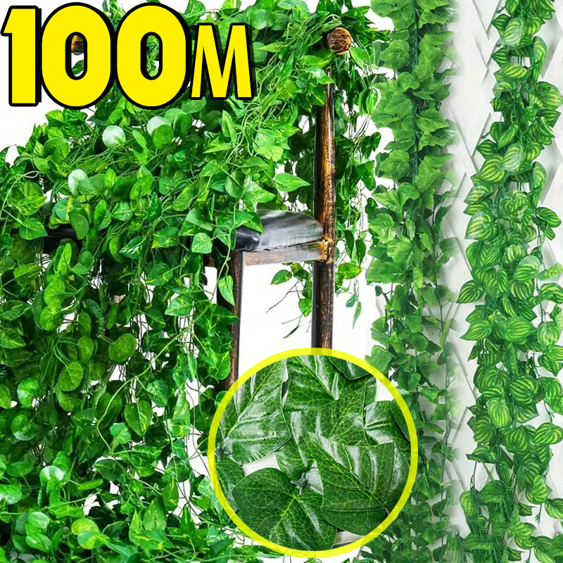 100/2M สีเขียวประดิษฐ์ Ivy Vin - Rattan Plant Basket บทวิจารณ์และราคา