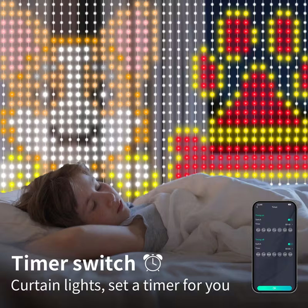 ม่านไฟ LED อัจฉริยะ ควบคุมผ่าน - Home Decor Free App บทวิจารณ์และราคา