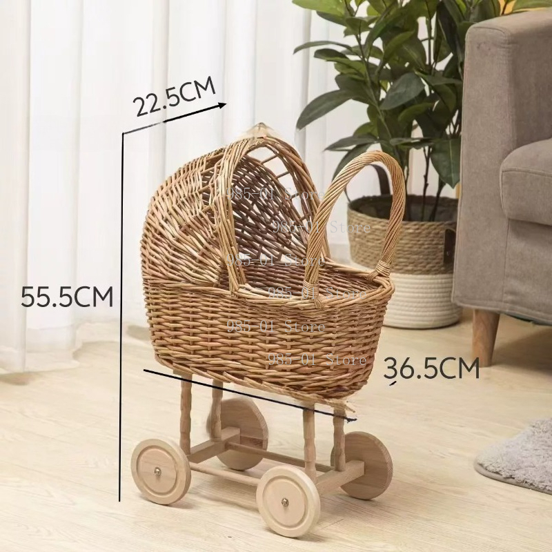 รถเข็นเด็กอ่อนแบบสานด้วยมือ ตะ - Rattan Plant Basket บทวิจารณ์และราคา
