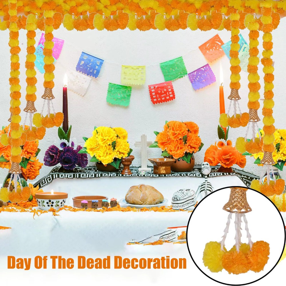 พวงมาลัยดาวเรืองเทียมเส้นยาว ​ - Home Decor Indonesia บทวิจารณ์และราคา